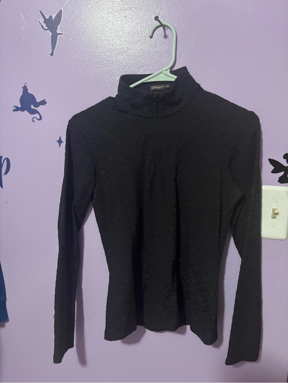 J. McLaughlin Black Mock Neck Long Sleeve Top